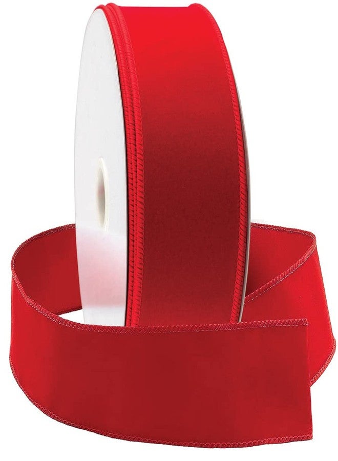 OLYPHAN Red Velvet Ribbon Wired Christmas Ribbons 2.5 Inch Wide Wired-Edge Trim - Floral & Gift Wrapping Bow, Indoor Outdoor Christmas Tree Bows/Winter Wedding Ribbons Xmas Trees Crafts & Gifts 20YD - Image 1